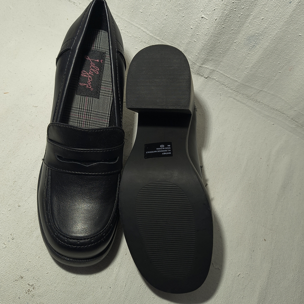 Women's 3 Inch Black Wedge Heel Slip On Loafers By Jelly Pop - Picture 4 of 6